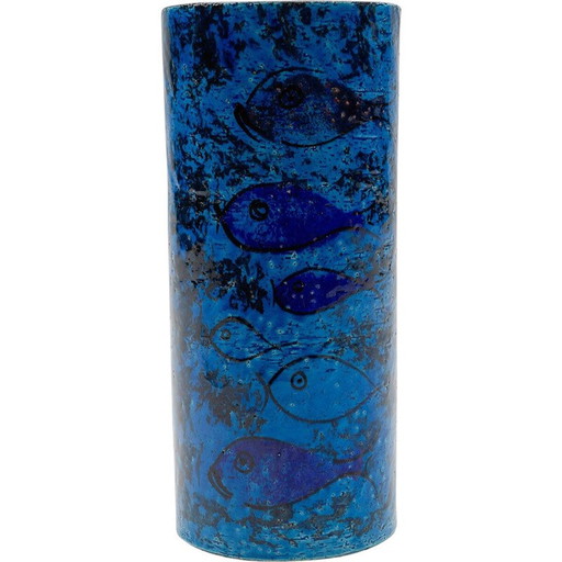 Vintage ceramic vase with fish motif by Londi for Bitossi, 1960