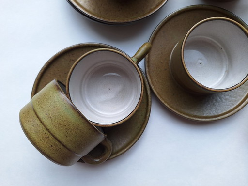 Set Of 5 Cups And Saucers Plus Milk And Sugar Jugs - Lucie Q.Bakker For Tichelaar