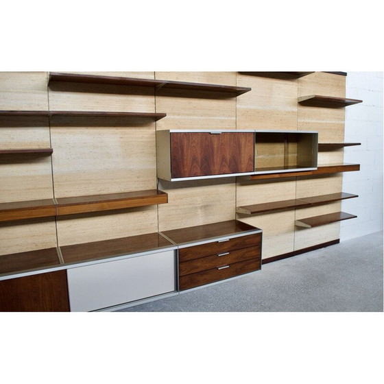 Image 1 of Vintage modular wall system in wood and raffia by Georges Frydman for Efa, 1970
