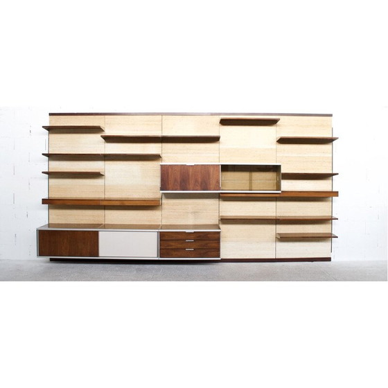 Image 1 of Vintage modular wall system in wood and raffia by Georges Frydman for Efa, 1970