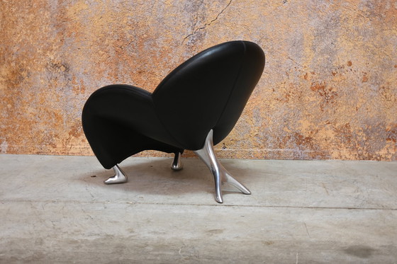 Image 1 of Black Leather Leolux Papageno Design Armchair