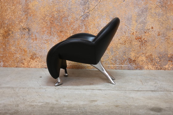 Image 1 of Black Leather Leolux Papageno Design Armchair