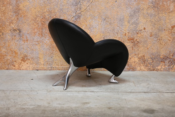 Image 1 of Black Leather Leolux Papageno Design Armchair