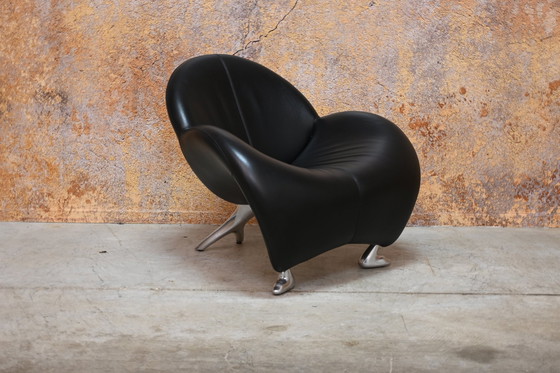 Image 1 of Black Leather Leolux Papageno Design Armchair