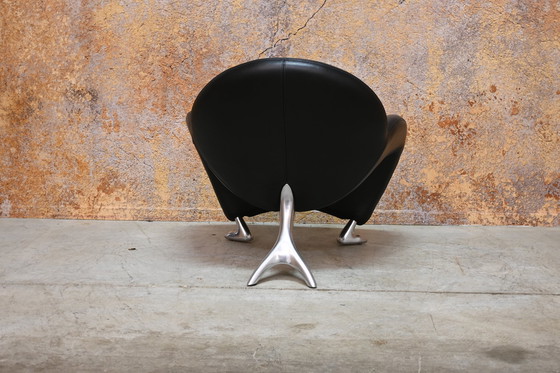 Image 1 of Black Leather Leolux Papageno Design Armchair