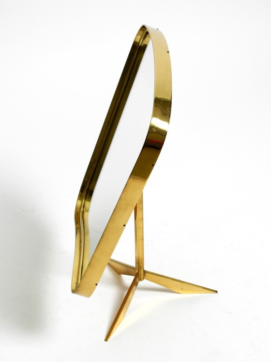 Image 1 of Beautiful, Rare, Large, Adjustable Mid-Century Brass Tripod Table Mirror By Vereinigte Werkstätten