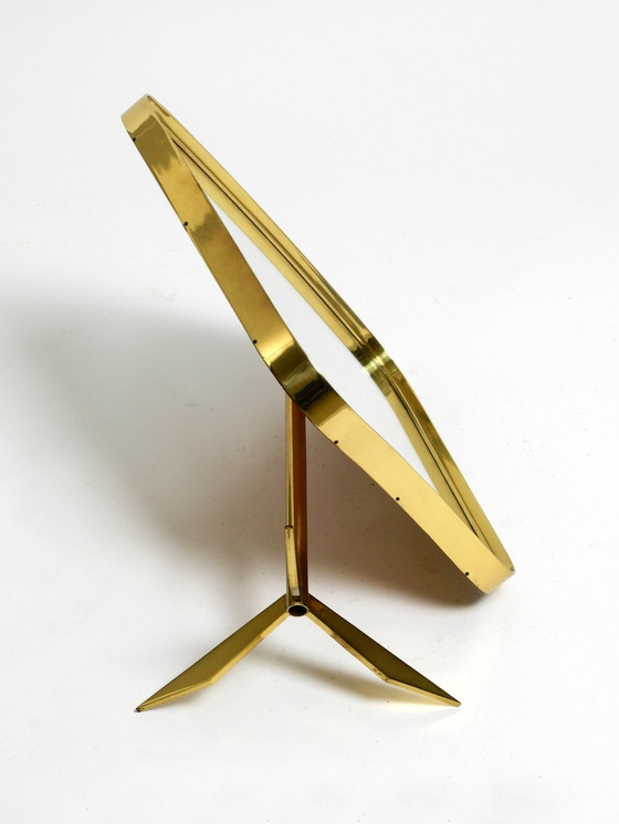 Image 1 of Beautiful, Rare, Large, Adjustable Mid-Century Brass Tripod Table Mirror By Vereinigte Werkstätten