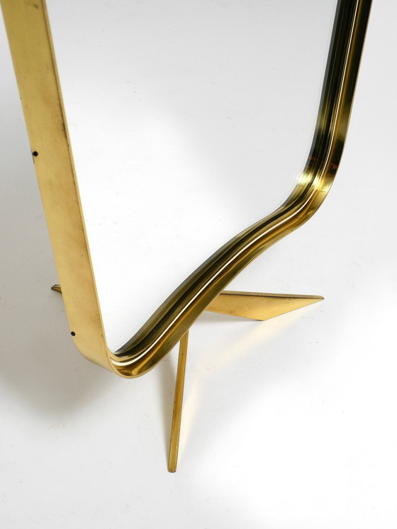 Image 1 of Beautiful, Rare, Large, Adjustable Mid-Century Brass Tripod Table Mirror By Vereinigte Werkstätten