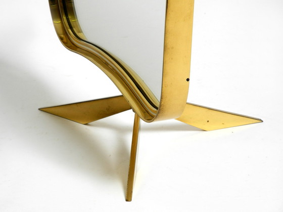 Image 1 of Beautiful, Rare, Large, Adjustable Mid-Century Brass Tripod Table Mirror By Vereinigte Werkstätten