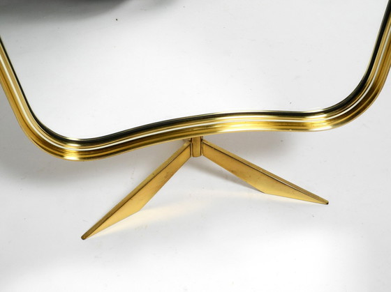 Image 1 of Beautiful, Rare, Large, Adjustable Mid-Century Brass Tripod Table Mirror By Vereinigte Werkstätten