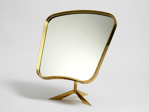 Beautiful, Rare, Large, Adjustable Mid-Century Brass Tripod Table Mirror By Vereinigte Werkstätten