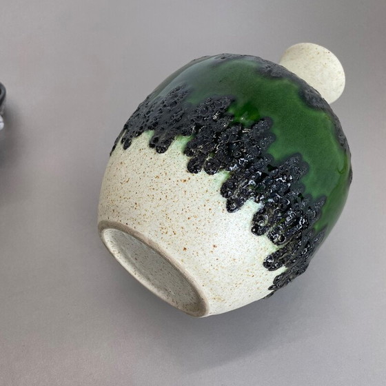 Image 1 of Set of 3 vintage multi-color fat lava Op Art pottery vase by Bay Ceramics, Germany 1970s
