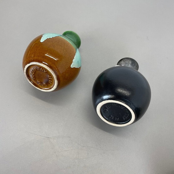 Image 1 of Set of 3 vintage multi-color fat lava Op Art pottery vase by Bay Ceramics, Germany 1970s