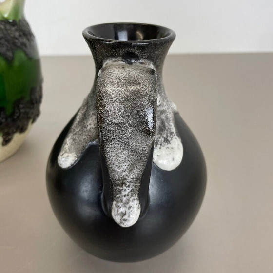 Image 1 of Set of 3 vintage multi-color fat lava Op Art pottery vase by Bay Ceramics, Germany 1970s