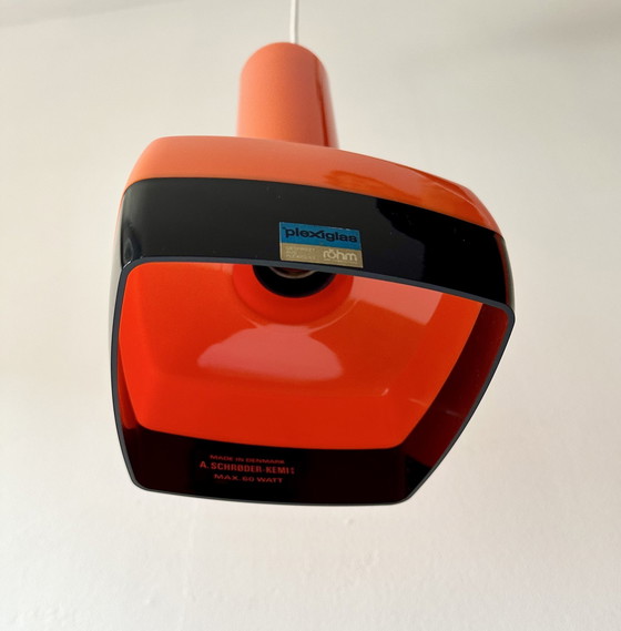 Image 1 of Pop Art Pendant Light, Denmark 1970S, Vintage Lamp, Space Age, Original Box, Design Bent Karlby For A. Schrøder Kemi - Ask Belys