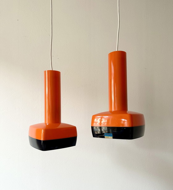 Image 1 of Pop Art Pendant Light, Denmark 1970S, Vintage Lamp, Space Age, Original Box, Design Bent Karlby For A. Schrøder Kemi - Ask Belys
