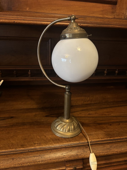 Lumi Table Lamp, Brass, Opaline Bulb