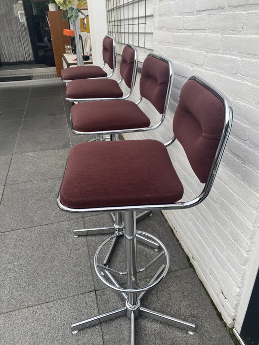 4 Pieces Space Age Chrome Barstools