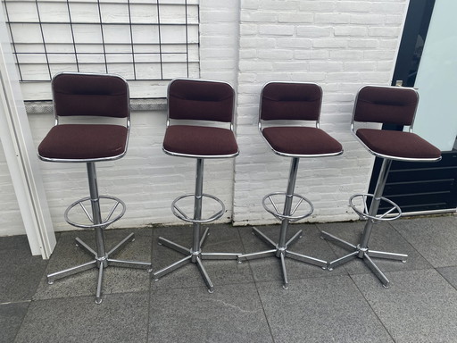 4 Pieces Space Age Chrome Barstools