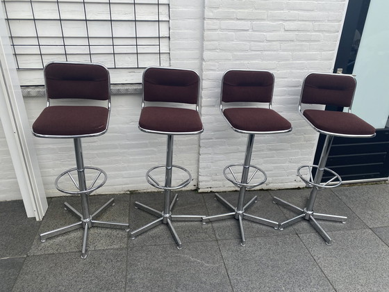 Image 1 of 4 Pieces Space Age Chrome Barstools