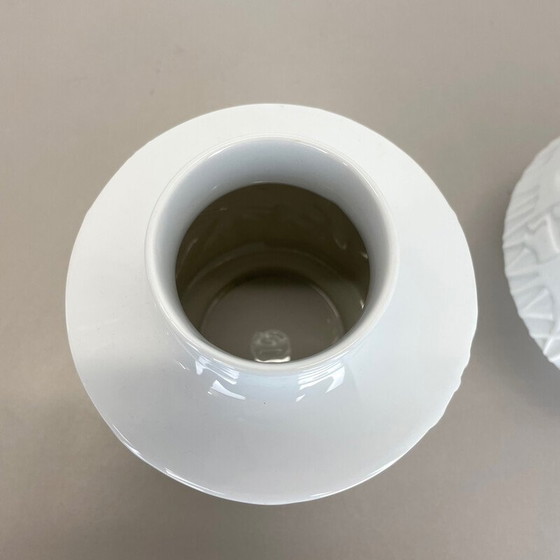 Image 1 of Pair of vintage Op Art porcelain vases for Edelstein Bavaria, Germany 1970s