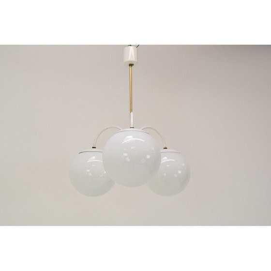 Image 1 of Lampadario in metallo e ottone di metà secolo, Cecoslovacchia, anni '60