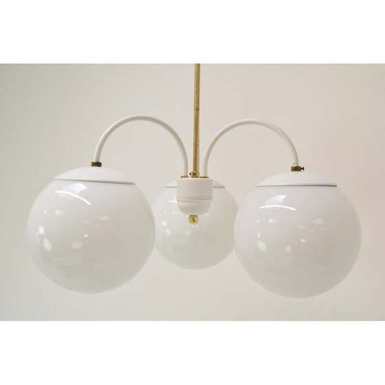 Image 1 of Lampadario in metallo e ottone di metà secolo, Cecoslovacchia, anni '60