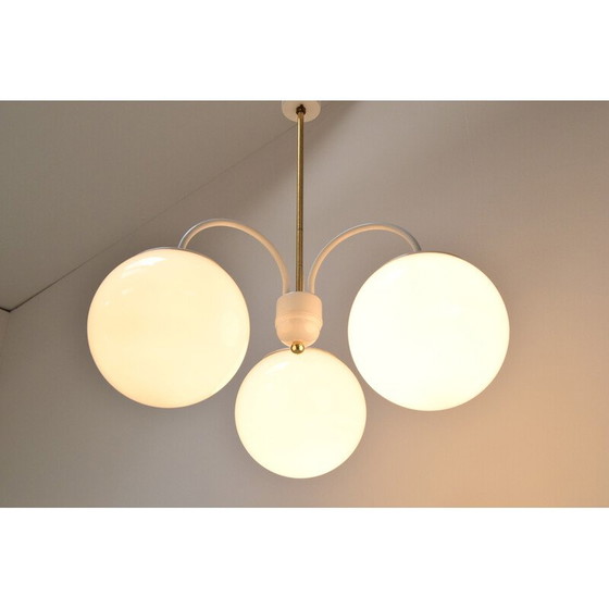 Image 1 of Lampadario in metallo e ottone di metà secolo, Cecoslovacchia, anni '60