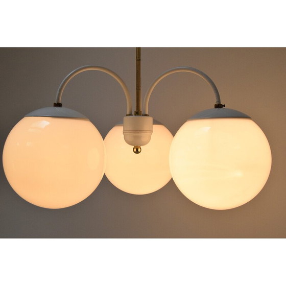 Image 1 of Lampadario in metallo e ottone di metà secolo, Cecoslovacchia, anni '60