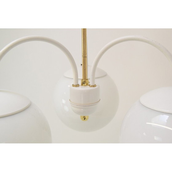 Image 1 of Lampadario in metallo e ottone di metà secolo, Cecoslovacchia, anni '60