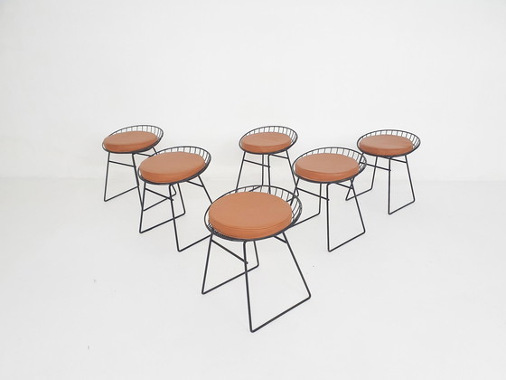 Image 1 of Cees Braakman For Pastoe Km05 Metal Wire Stools, The Netherlands 1958