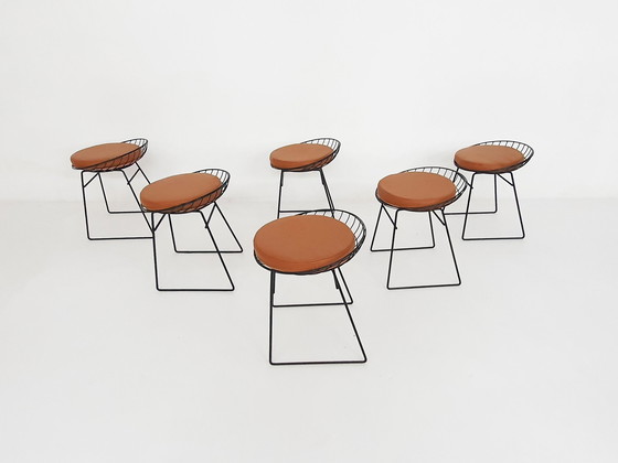 Image 1 of Cees Braakman For Pastoe Km05 Metal Wire Stools, The Netherlands 1958