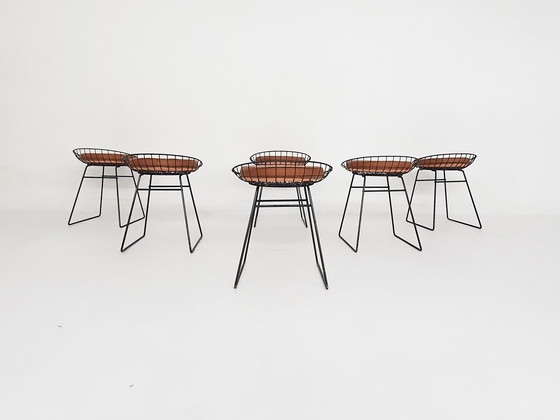 Image 1 of Cees Braakman For Pastoe Km05 Metal Wire Stools, The Netherlands 1958