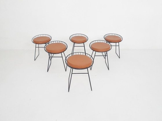 Image 1 of Cees Braakman For Pastoe Km05 Metal Wire Stools, The Netherlands 1958