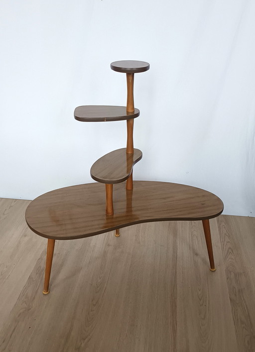 Fifties Plant Table With Wood Motif