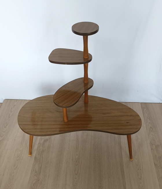 Image 1 of Fifties Plant Table With Wood Motif