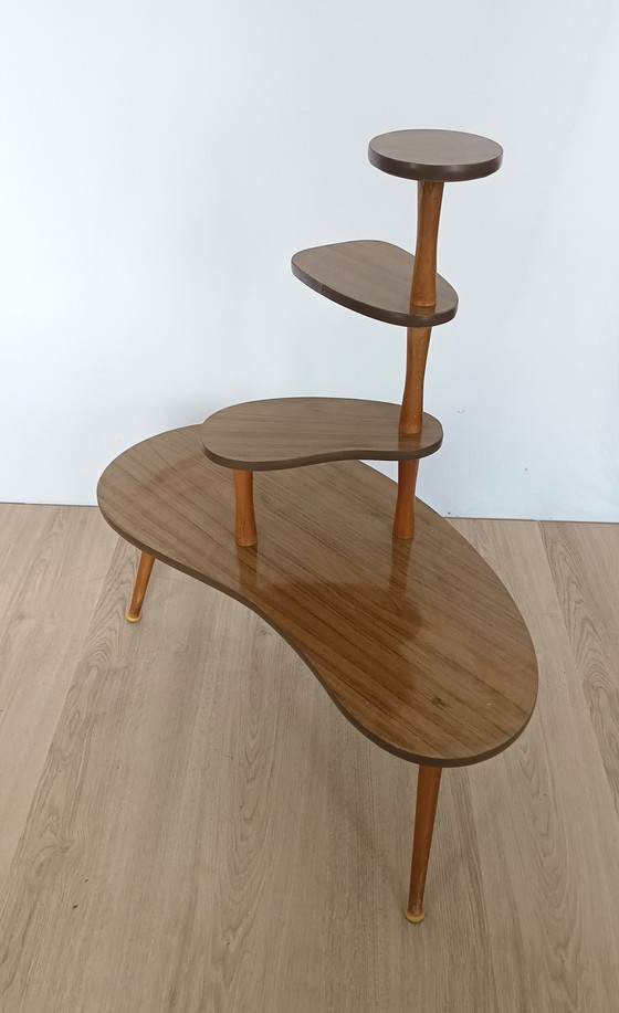 Image 1 of Fifties Plant Table With Wood Motif