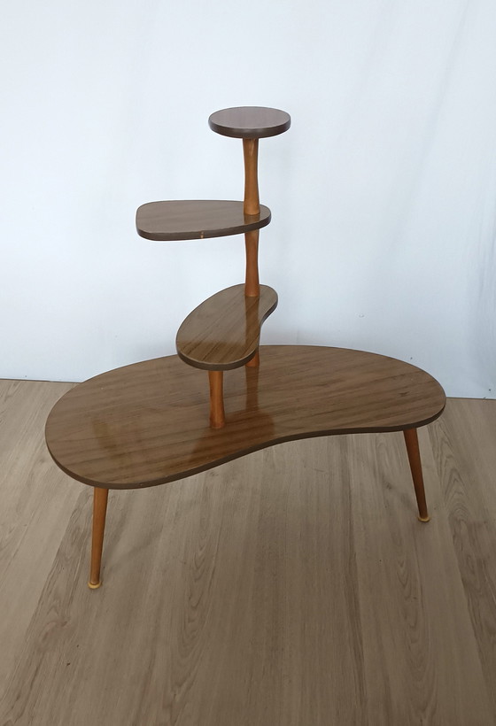 Image 1 of Fifties Plant Table With Wood Motif