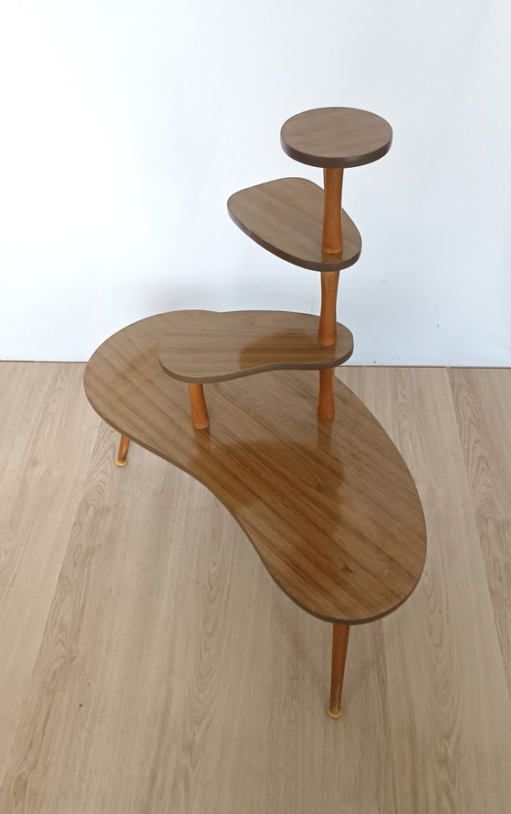 Image 1 of Fifties Plant Table With Wood Motif