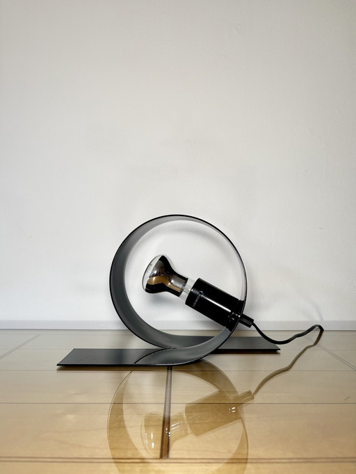 Modern Loop Lamp, Vintage Table Lamp, Massive Belgium, 90S, Pop Art, Industrial, Minimalist Design, Mid Century, Black Metal