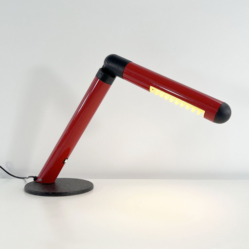 Red & Black Adjustable Neon Desk Lamp From Dil, 1980S