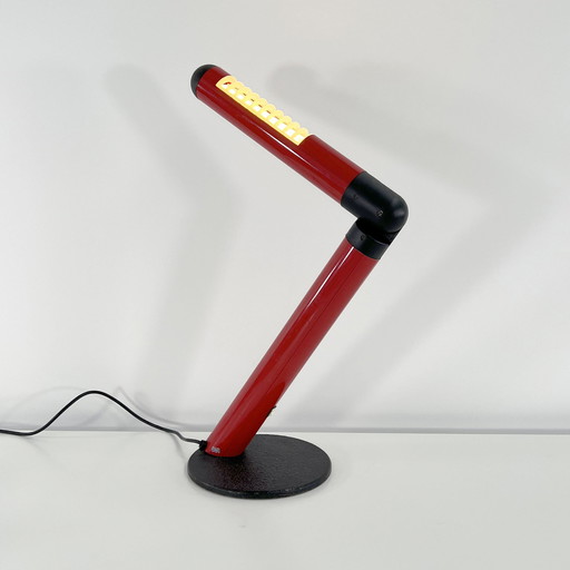 Red & Black Adjustable Neon Desk Lamp From Dil, 1980S