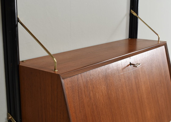 Image 1 of Louis Van Teeffelen Wall Unit In Teak And Brass For Webe, Netherlands – Circa 1950