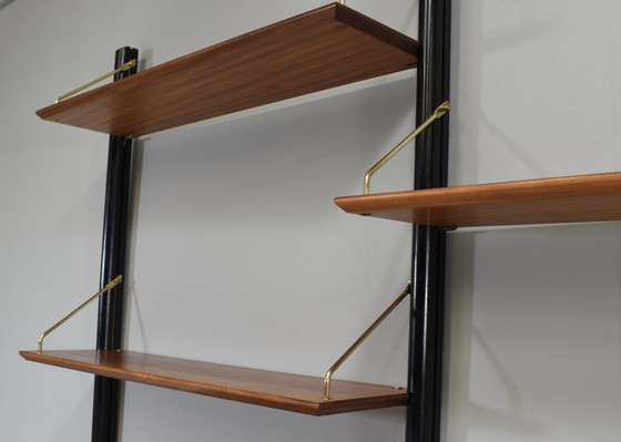 Image 1 of Louis Van Teeffelen Wall Unit In Teak And Brass For Webe, Netherlands – Circa 1950