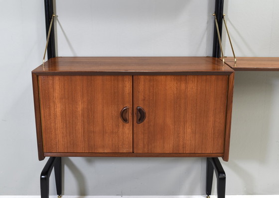 Image 1 of Louis Van Teeffelen Wall Unit In Teak And Brass For Webe, Netherlands – Circa 1950