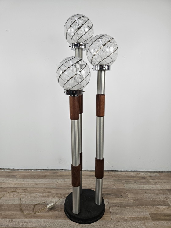 Image 1 of Murano Glass Swirl Floor Lamp With Three Light Points Mid Century 70S