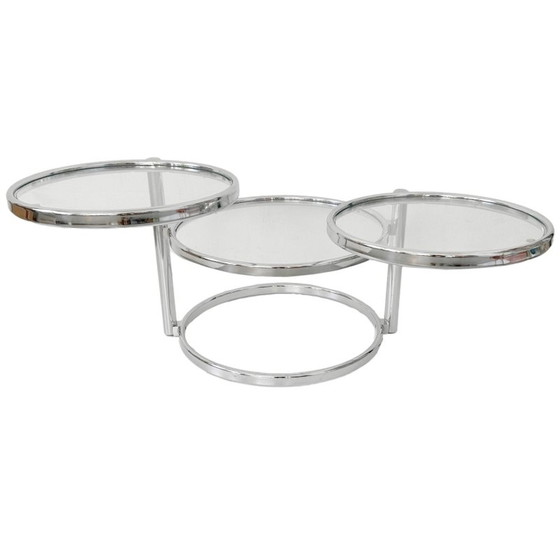 Image 1 of Space age chrome swivel coffee table Milo Baughman style