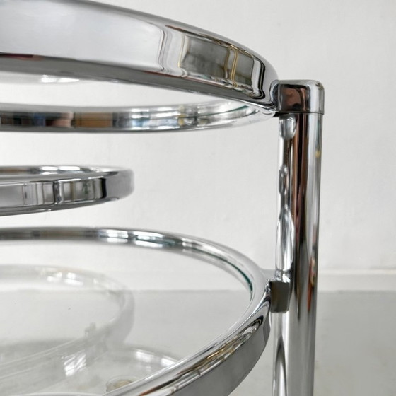 Image 1 of Space age chrome swivel coffee table Milo Baughman style