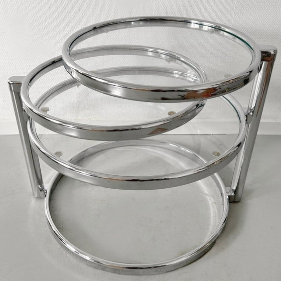 Image 1 of Space age chrome swivel coffee table Milo Baughman style