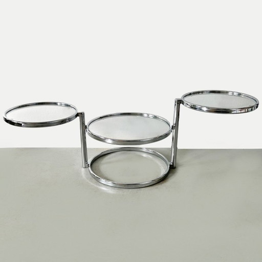 Space age chrome swivel coffee table